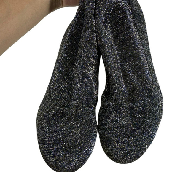 Sam Edelman blue and gold sparkle sock boot heeled 8.5 - Picture 3 of 7